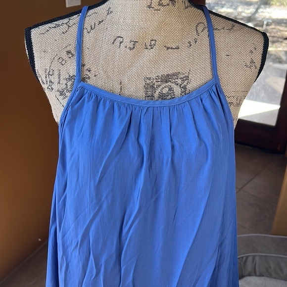 Mustard Seed Blue Tiered Maxi Dress Boho Flowy Racerback Summer Size Small - Picture 3 of 6